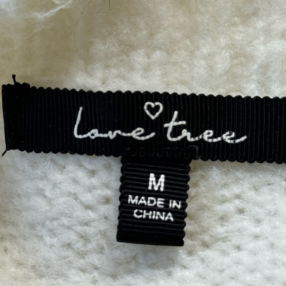 Love Tree White Knit Puff Sleeve Sweater Medium - Picture 5 of 8